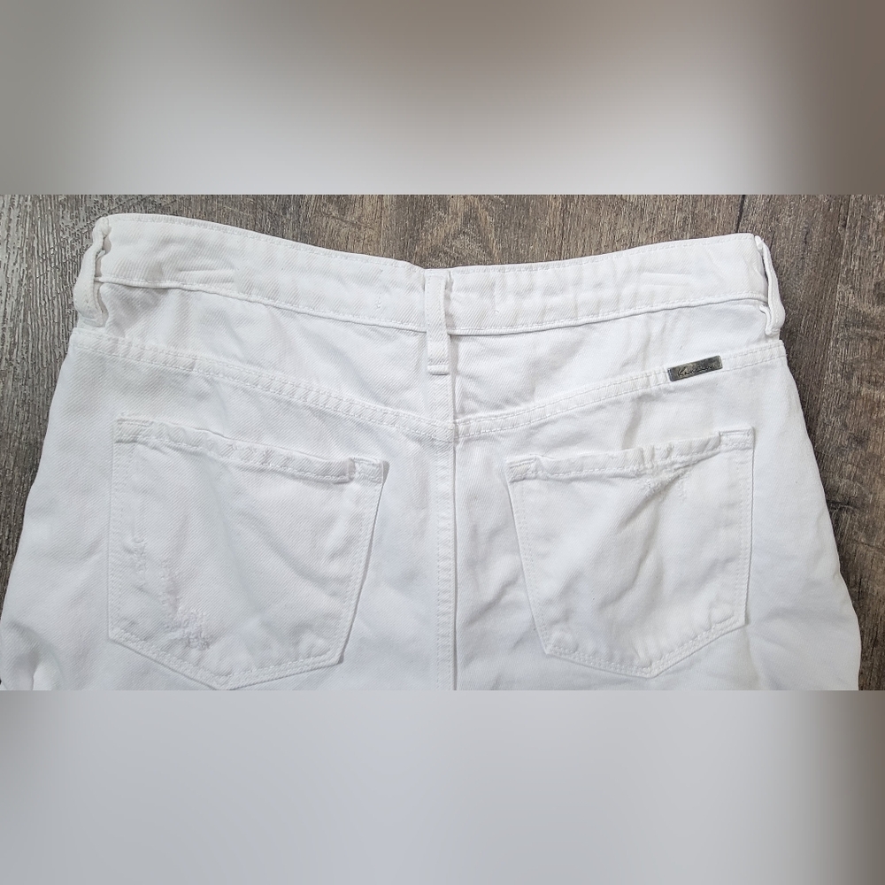 KanCan Tanner Distressed Mini Jean Shorts Women's M White 100% Cotton Cuff Leg - Picture 4 of 11